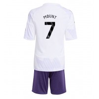 Stroje piłkarskie Manchester United Mason Mount #7 Koszulka Wyjazdowej dla dzieci 2025-26 Krótki Rękaw (+ szorty)